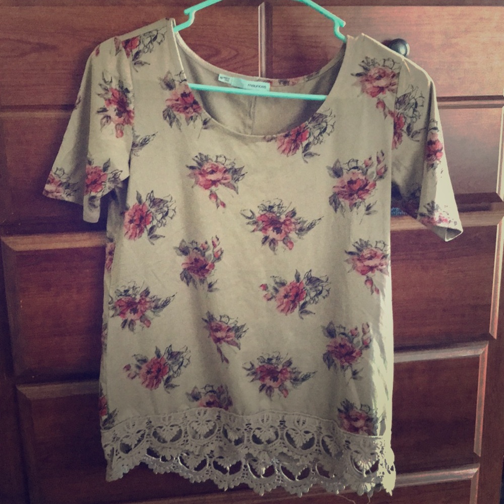 Floral top with crochet detail